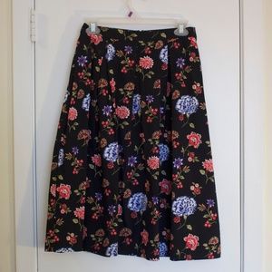 Black Floral A-Line Skirt